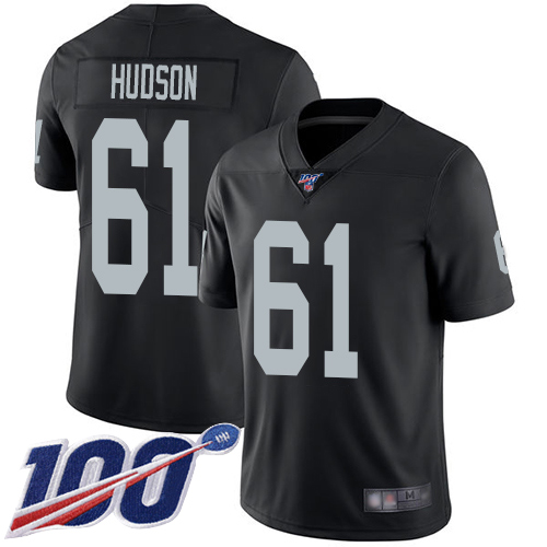 Men Oakland Raiders Limited Black Rodney Hudson Home Jersey NFL Football #61 100th Season Vapor Jersey